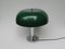 Mushroom Chrome Table Lamp with Dark Green Plastic Shade, 1960s, Image 1