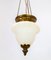 Antique Pendant in White Opaline Glass with Brass Edge & Suspension, 1860s 2