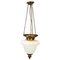 Antique Pendant in White Opaline Glass with Brass Edge & Suspension, 1860s 1