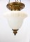 Antique Pendant in White Opaline Glass with Brass Edge & Suspension, 1860s 7