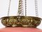 Antique Pendant in Pink Opaline Glass with Brass Edge and Suspension, 1860s, Image 7