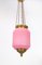 Antique Pendant in Pink Opaline Glass with Brass Edge and Suspension, 1860s, Image 2