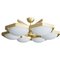 Brass and White Murano Glass Beehive Flush Mount Ceiling Lamp, 2009 1