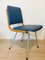 Sedia da pranzo in metallo, legno ed ecopelle blu, anni '60, Immagine 1