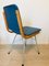 Sedia da pranzo in metallo, legno ed ecopelle blu, anni '60, Immagine 6