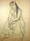 Young Woman Sitting - Charcoal Drawing by Gio Colucci - 20th Century Mid 1900 1