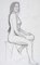 Sitting Nude Model - Original Pencil Drawing on Cardboard by Emile Deschler 1986 1