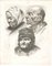 Study of Five Heads - Original Radierung von J.-J. Boissieu zweite Hälfte des 18. Jahrhunderts 1