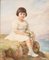 Portrait of Child with Flowers in Hands - Original Miniature Painting by A. Noci 1909 1