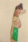 Lithographie Mädchen mit grünem Rock - Original Lithograph After E. Schiele 1990 1