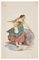 Woman - Original Tinte Zeichnung und Aquarell von G. Dura - 19. Jahrhundert 19. Jahrhundert 1