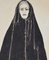 Femme au Manteau Noir - Dessin à l'Encre et à l'Aquarelle par F. David - 1949 1949 3
