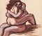 Embracing - Original Watercolor - 1950 ca. 1950 ca. 1
