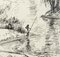 Fisherman - Original Pen Drawing by S. Goldberg - Mid 20th Century Mid 20th Century 2
