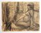 Nude - Original Charcoal Zeichnung von S. Goldberg - Mid 20th Century Mid 20th Century 1