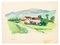 Countryside - Original Watercolor on Paper by Pierre Segogne - 1950s 1950 1