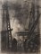 Dark City - Original Charcoal Drawing by S. Goldberg - Mid 20th Century Mid 20th Century 1