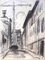 Cityscape - Original Charcoal Drawingr by S. Goldberg - Mid 20th Century Mid 20th Century 1