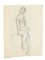 Sitzender Akt - Original Bleistift und Pastell Zeichnung von Jeanne Daour - 1950er 1950er 1