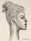 Portrait de Femme - Dessin au Crayon et au Fusain par H. Yencesse - 1951 1951 1