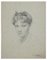 Portrait de Femme - Dessin au Fusain Original par Unknown French Artist - 1800 19th Century 1