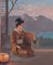 Coucher de Soleil Japonais avec Geisha - Peinture à l'Huile par un Peintre Inconnu du 20ème Siècle 20ème Siècle 3