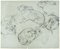 Crouched Lioness and Rabbits - Original Pencil Drawing by Willy Lorenz - 1971 1971 2