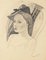 Mujer con sombrero - Lápiz de dibujo original de C. Breveglieri - años 30, Imagen 1
