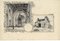 San Giovanni and Minerva Temple - Original China Ink Drawing by A. Terzi - 1899 1899 1