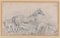 Horse with Herds - Original China Ink Drawing by Filippo Palizzi - 1895 1895 1