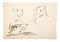 Gatti - Acquarello su carta di Mid-Century, metà XX secolo, Francia, Immagine 1