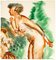 Naked Recline - Dessin Encre de Chine et Aquarelle par Jean Chapin - Début 1900 Début 1900 1