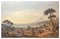View Of Aetna From Taormina - Original Watercolor on Cardboard 1887 1