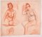 Estudios para desnudos femeninos - Dibujo original a lápiz de D. Ginsbourg - 1918 1918, Imagen 1