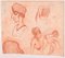 Estudios para desnudos femeninos - Dibujo original a lápiz de D. Ginsbourg - 1918 1918, Imagen 2