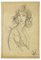 Buste de Femme - Crayon sur Papier par A. Mérodack-Jeanneau Fin 19ème Siècle 1