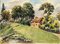 Cottage - Watercolor by French Master - Mid 20th Century Mid 20th Century, Image 1