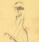 Woman with Umbrella - Charcoal Zeichnung auf Papier von A. Mérodack-Jeanneau Late 19. Jh 2