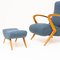 Mid-Century Armchairs with Footstools, Set of 4 4