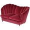 Italian Burgundy Velvet Sofa in the Style of Gio Ponti, 1960s 1