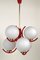 Pendant Lamp in Coral Color with 6 Mat Opaline Globes, 1970s, Image 2