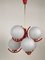 Pendant Lamp in Coral Color with 6 Mat Opaline Globes, 1970s 5