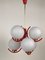 Pendant Lamp in Coral Color with 6 Mat Opaline Globes, 1970s, Image 5