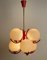 Lampe à Suspension en Couleur Corail avec 6 Globes en Opaline Mat, 1970s 12