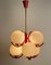 Pendant Lamp in Coral Color with 6 Mat Opaline Globes, 1970s, Image 12