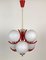 Pendant Lamp in Coral Color with 6 Mat Opaline Globes, 1970s 4