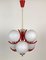 Pendant Lamp in Coral Color with 6 Mat Opaline Globes, 1970s, Image 4