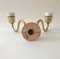 Austrian Brass and Coral Silk Shade Wall Sconces, 1930s, Set of 2 9