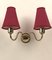 Austrian Brass and Coral Silk Shade Wall Sconces, 1930s, Set of 2 7