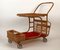 Mid-Century Bar Wagon in Wicker with Red Shelves, 1950s 4